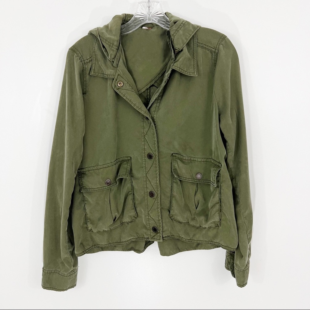 Free People Green Utility Hooded Jacket Small